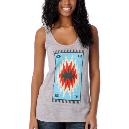 Obey Girls Tribal Blanket Light Purple Burnout Tank