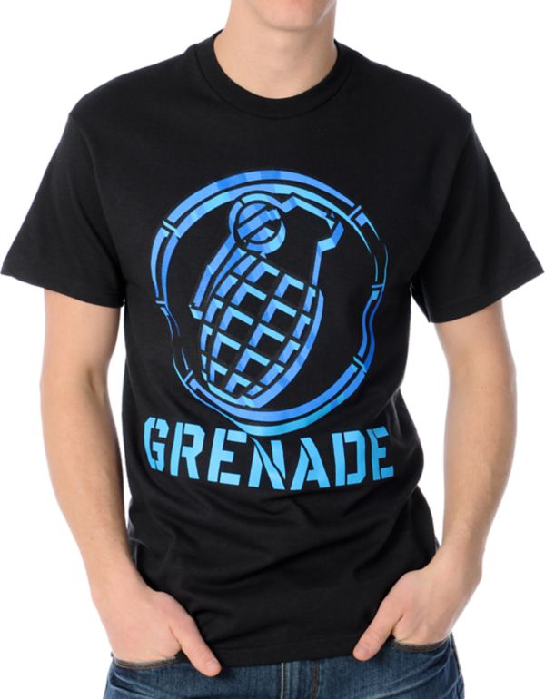 Grenade Vector Art Black Tee Shirt