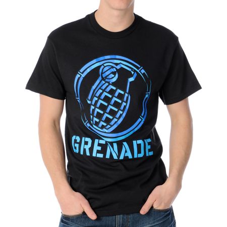 Grenade Vector Art Black Tee Shirt 