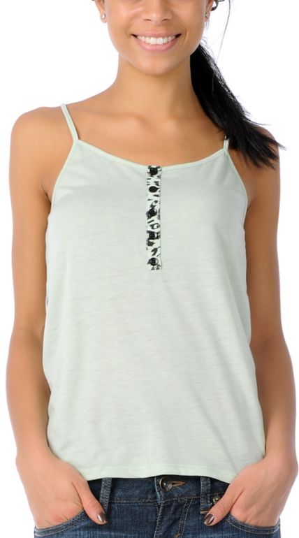 Volcom Girls Punky Ballerina Green Tank Top