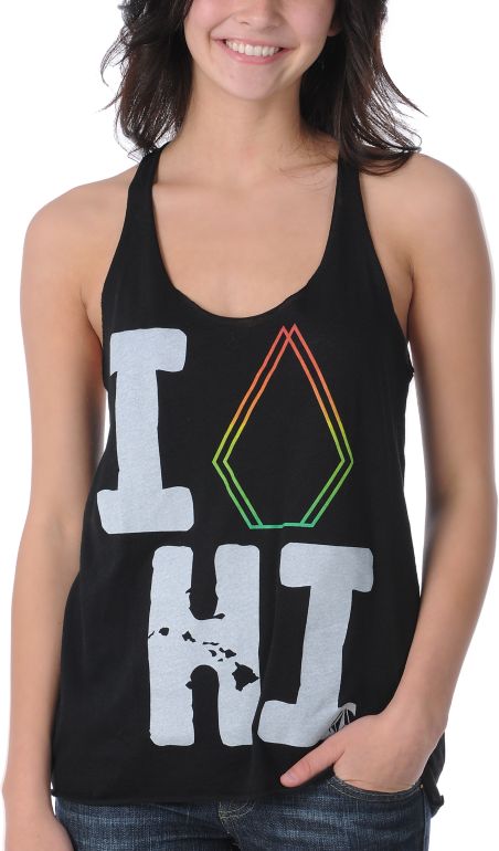 Volcom Girls Stone HI Black Twist Tank Top