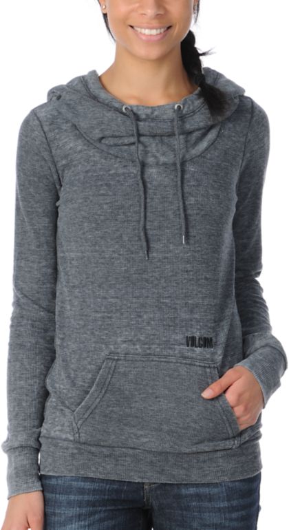 Volcom Girls Dipped Hooded Thermal Shirt