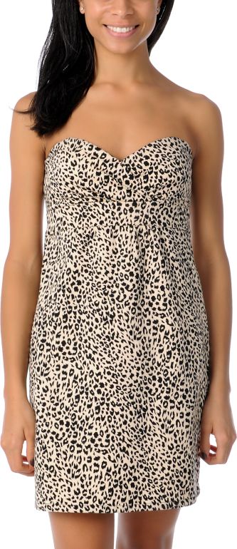 Volcom Girls Frochickie Leopard Print Dress