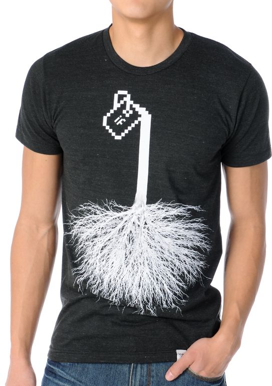 Imaginary Foundation Pixel Tree Charcoal Tee Shirt