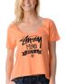 Stussy Stock Banner Neon Orange Slouchy Crop Top