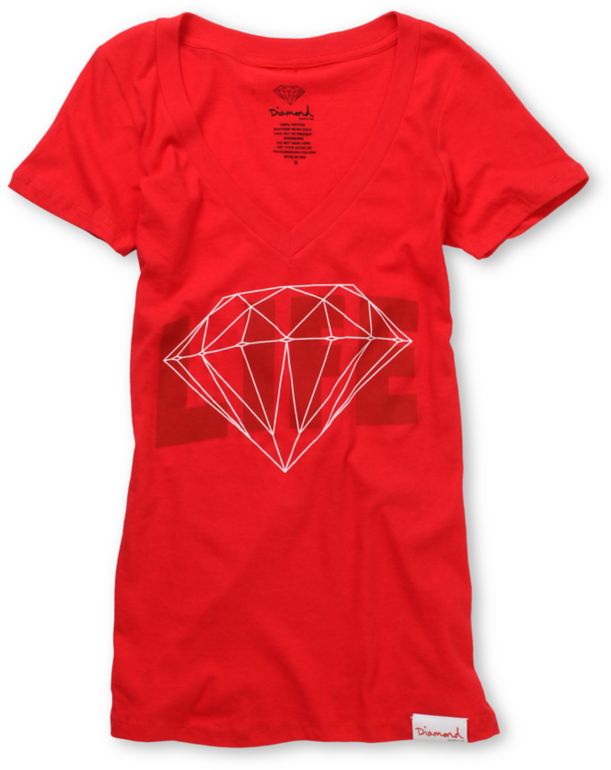 Diamond Supply Diamond Life Girls Red Graphic Tee Shirt
