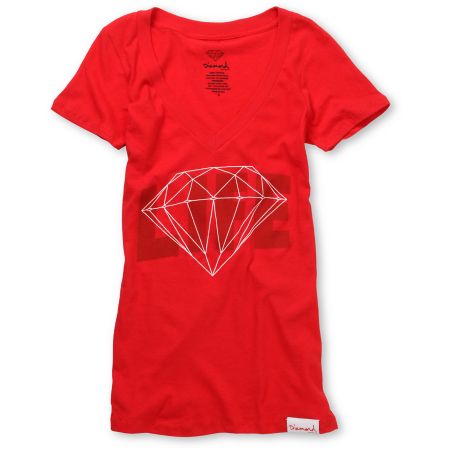 Diamond Supply Diamond Life Girls Red Graphic Tee Shirt