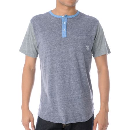 Matix Monostack Heather Charcoal Henley Tee Shirt
