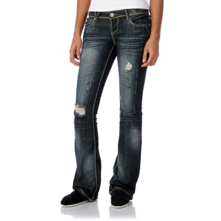 Almost Famous Trisha Dark Blue Bootcut Jeans