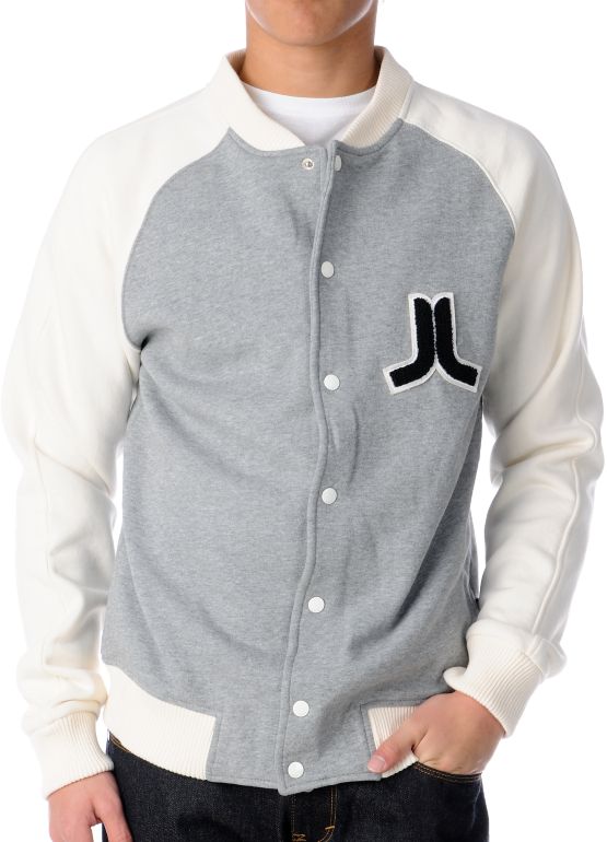 WeSC Balker Grey & White Fleece Varsity Jacket