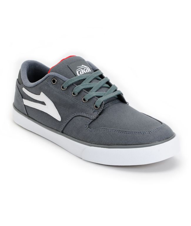 Lakai Carroll 5 Grey & Red Canvas Skate Shoe