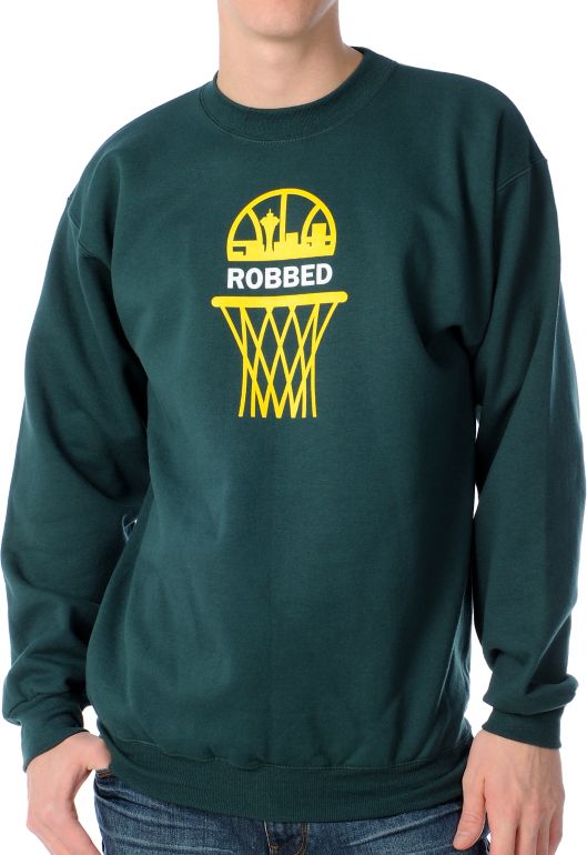 Casual Industrees Robbed Dark Green Crewneck Sweatshirt