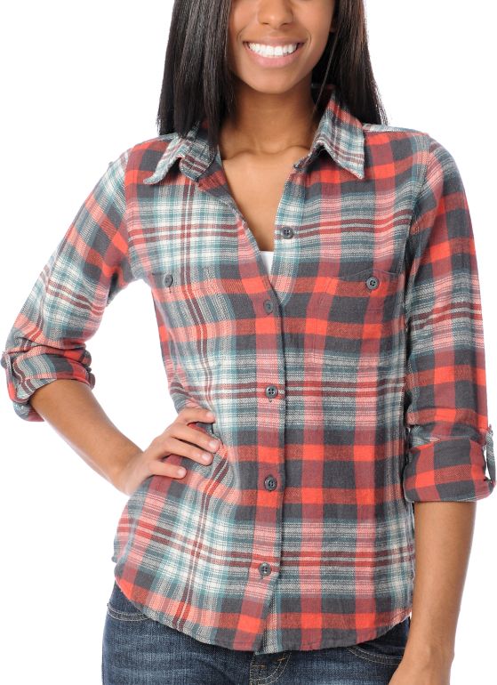 Stussy Girls 90s Plaid Red Flannel Shirt