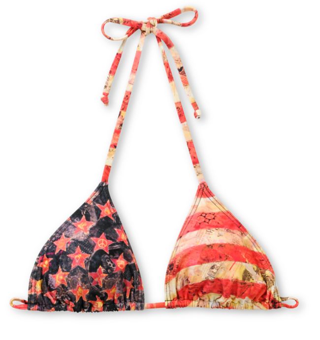 Obey Star Spangled Red Triangle Bikini Top