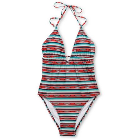 Obey Girls Sedona Teal & Red One Piece Swimsuit