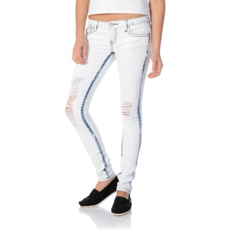 Almost Famous Jody Girls Distressed Acid Wash Super Skinny Jeans
