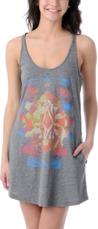 Obey Girls Psych Grey Racerback Tank Dress
