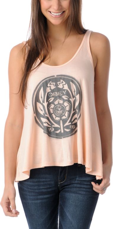 Obey Flower Power Coral Sands Heartbreaker Crop Tank Top