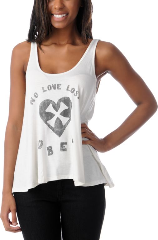 Obey Biker Lover Heartbreaker Crop Tank Top