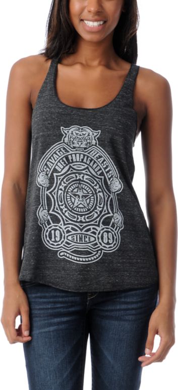 Obey Finlandia Charcoal Grey Tri Blend Racerback Tank Top