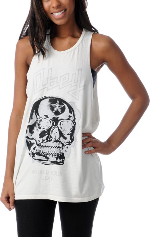 Obey Girls World Tour Cut Off Tank Top