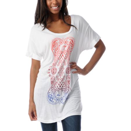 Obey Girls Eagle Heart Rolled Sleeve Dolman Tee Shirt