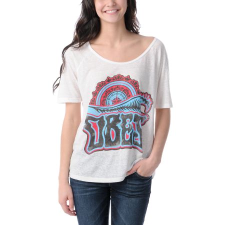Obey Griffin Wave Nubby White Raglan Tee Shirt