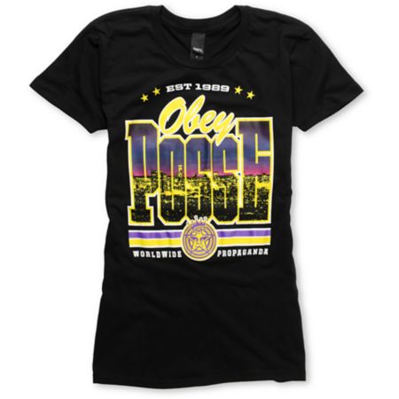 Obey Girls Skyline Black Tee Shirt