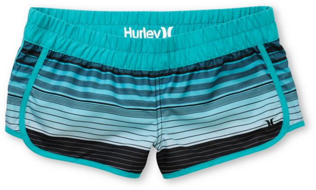 Hurley Girls Beachrider Teal Stripe Super Suede Board Shorts
