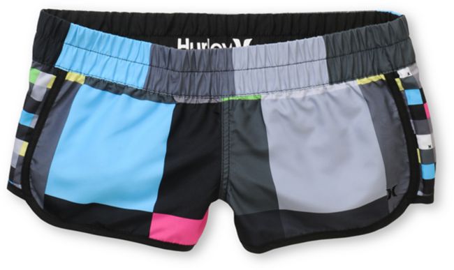 Hurley Girls Black Print Super Suede Beachrider Board Shorts