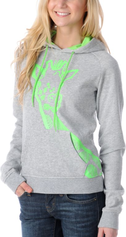 Ralik Amped Grey Giraffe Girls Pullover Hoodie