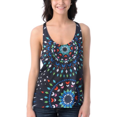 Element Girls Morgan Black Mesh Back Tank Top