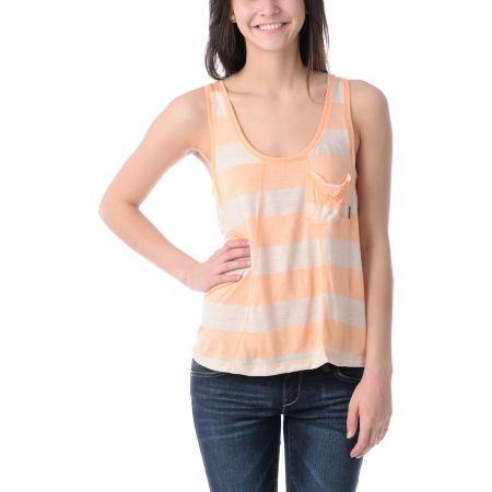 Billabong Dont Change Peach Stripe Hi-Low Tank Top
