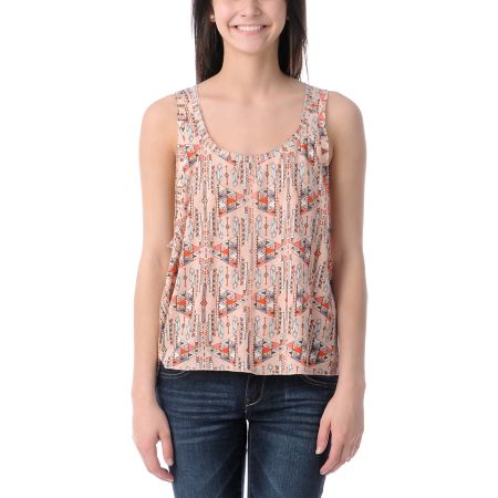 Billabong Field Tripper Native Print Peach Tank Top