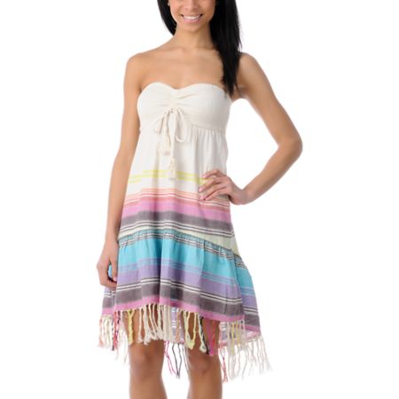 Billabong Away We Go Cream Strapless Dress