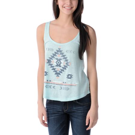 Billabong Girls Livin Free Heather Mint Crop Tank Top