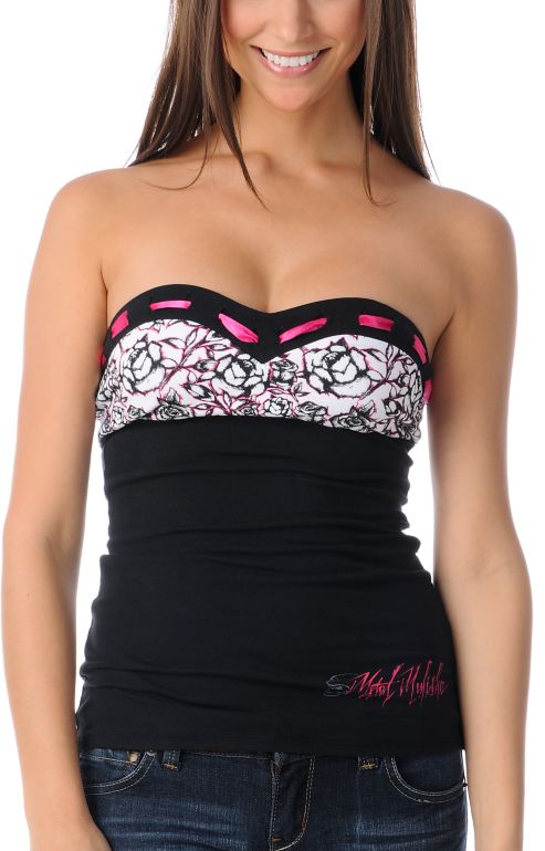 Metal Mulisha Ariella Black & Pink Tube Top