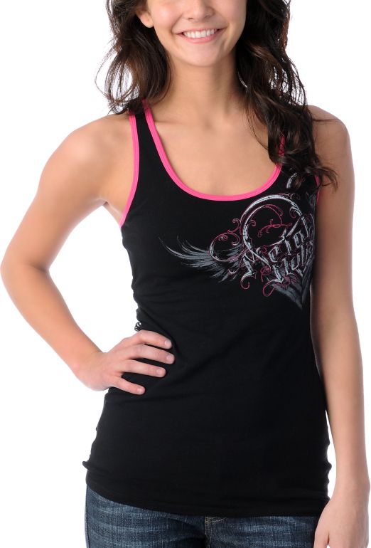 Metal Mulisha Girls Boo Black Lace-Back Tank Top