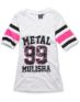 Metal Mulisha Girls Lucky White V-Neck Football Tee Shirt