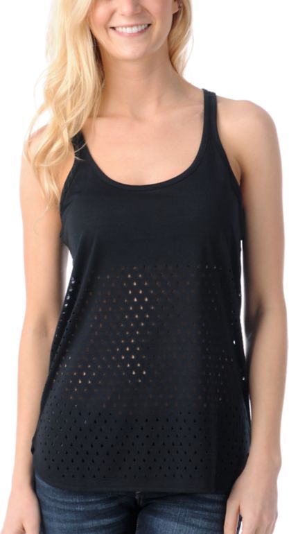 Volcom Girls Sharks With Lazers Black Tank Top