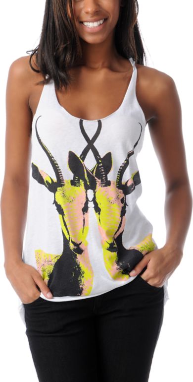 Volcom Stonealope White Hi Low Twist Tank Top