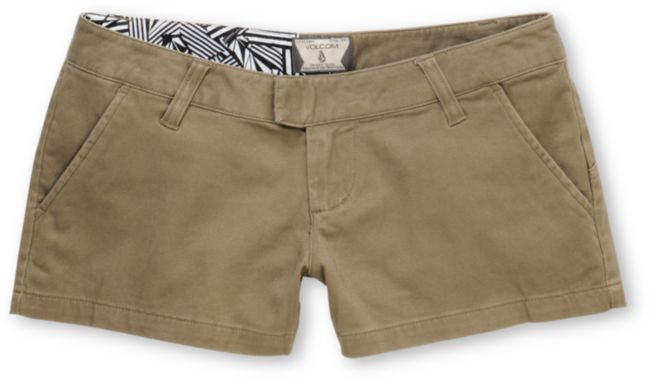 Volcom Girls Frochickie Solid Khaki Shorts