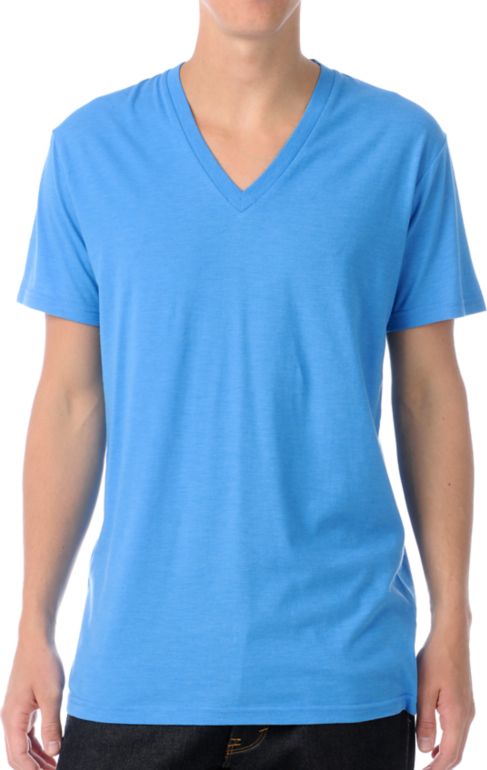 Zine Deuce Light Heather Blue V-Neck Tee Shirt