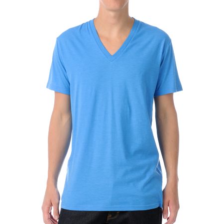 Zine Deuce Light Heather Blue V-Neck Tee Shirt