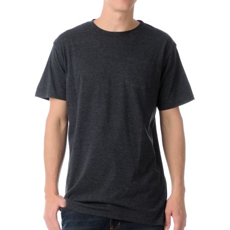 Zine Racket Heather Black Pocket Tee Shirt