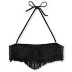 Damsel Roulette Black Polka Dot Fringe Bandeau Bikini Top