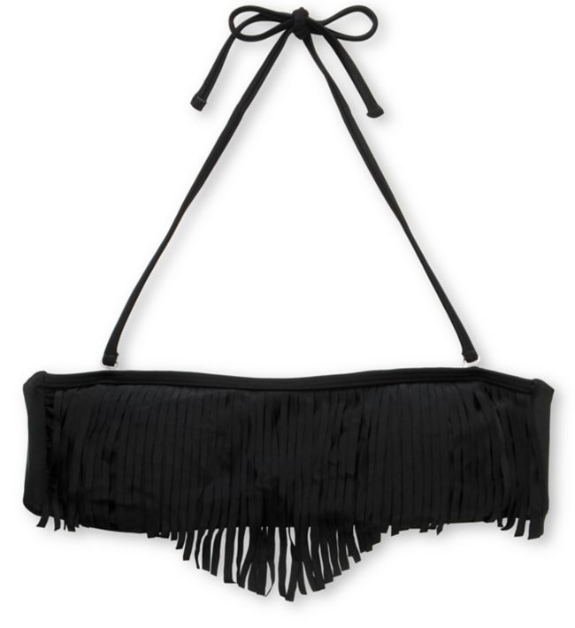 Damsel Black Fringe Bandeau Bikini Top