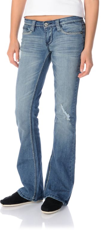 YMI Karissa Boot Cut Distressed Jeans
