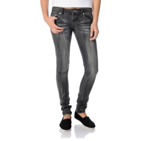 Almost Famous Courtney Black Distressed Skinny Jeans