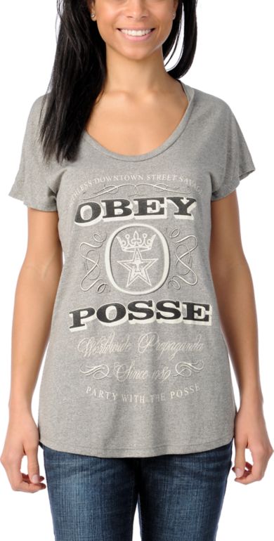 Obey Girls Porto Grey Mock Twist Dolman Top